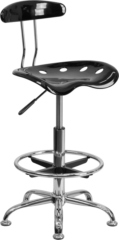 Vibrant Black And Chrome Drafting Stool With Tractor Seat - By Flash Furniture - Madison Seating 3 Vibrant Black And Chrome Drafting Stool With Tractor Seat - By Flash Furniture - Madison Seating