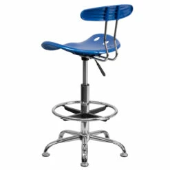 Vibrant Bright Blue And Chrome Drafting Stool With Tractor Seat - By Flash Furniture - Madison Seating -furniture Shop Vibrant Bright Blue and Chrome Drafting Stool with Tractor Seat by Flash Furniture 2