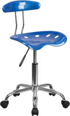 Vibrant Bright Blue And Chrome Swivel Task Chair With Tractor Seat - By Flash Furniture - Madison Seating