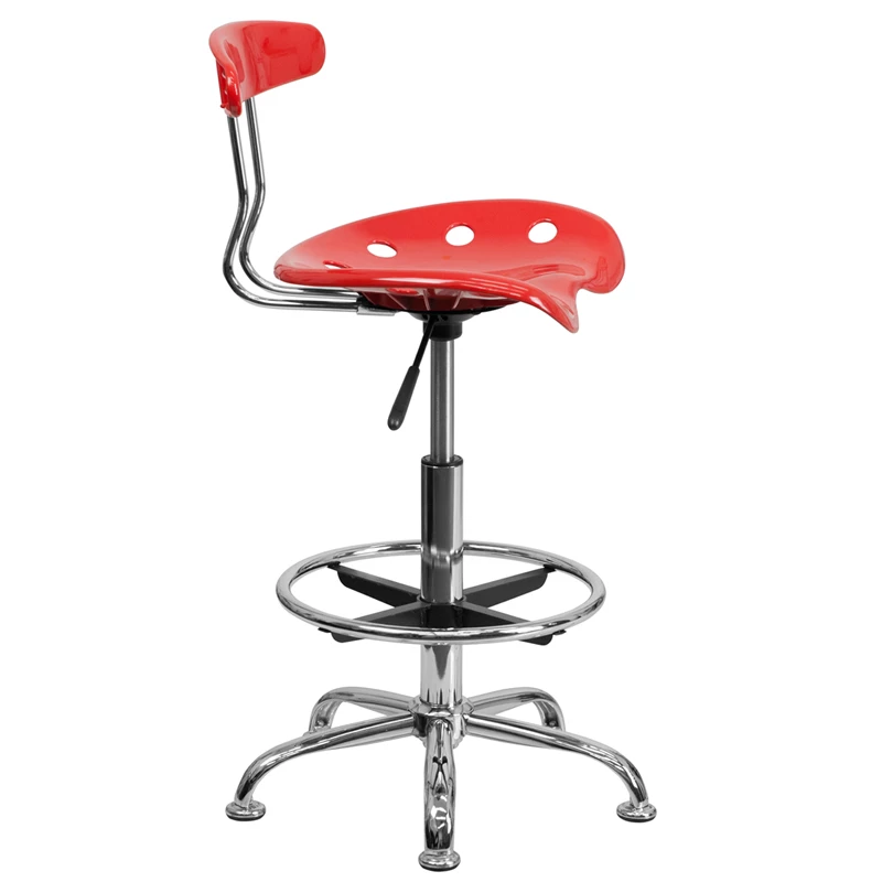 Vibrant Cherry Tomato And Chrome Drafting Stool With Tractor Seat - By Flash Furniture - Madison Seating 4 Vibrant Cherry Tomato And Chrome Drafting Stool With Tractor Seat - By Flash Furniture - Madison Seating - Image 2