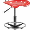 Vibrant Cherry Tomato And Chrome Drafting Stool With Tractor Seat - By Flash Furniture - Madison Seating