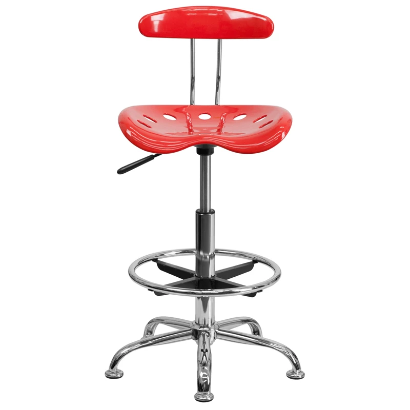 Vibrant Cherry Tomato And Chrome Drafting Stool With Tractor Seat - By Flash Furniture - Madison Seating 6 Vibrant Cherry Tomato And Chrome Drafting Stool With Tractor Seat - By Flash Furniture - Madison Seating - Image 4