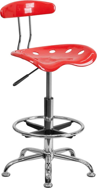 Vibrant Cherry Tomato And Chrome Drafting Stool With Tractor Seat - By Flash Furniture - Madison Seating 3 Vibrant Cherry Tomato And Chrome Drafting Stool With Tractor Seat - By Flash Furniture - Madison Seating