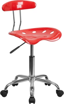 Vibrant Cherry Tomato And Chrome Swivel Task Chair With Tractor Seat - By Flash Furniture - Madison Seating