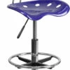 Vibrant Deep Blue And Chrome Drafting Stool With Tractor Seat - By Flash Furniture - Madison Seating