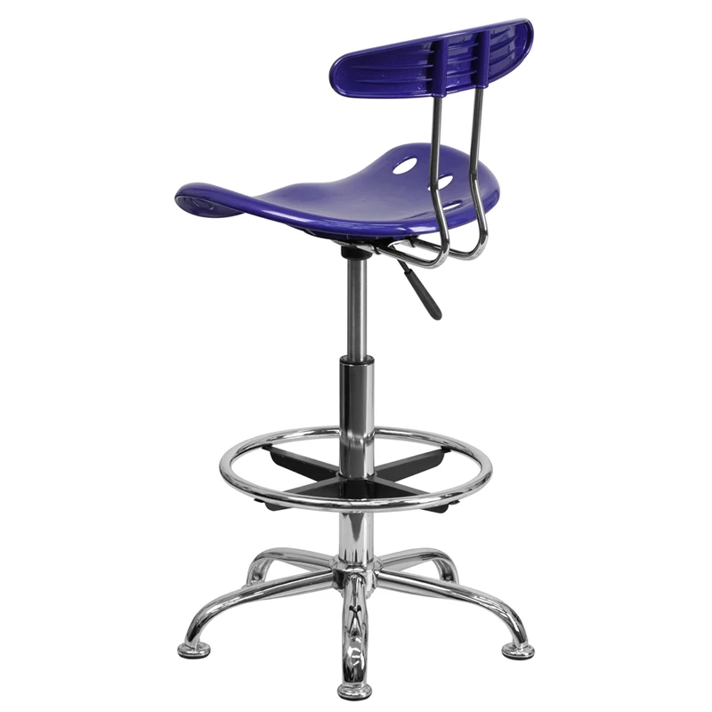 Vibrant Deep Blue And Chrome Drafting Stool With Tractor Seat - By Flash Furniture - Madison Seating 5 Vibrant Deep Blue And Chrome Drafting Stool With Tractor Seat - By Flash Furniture - Madison Seating - Image 3