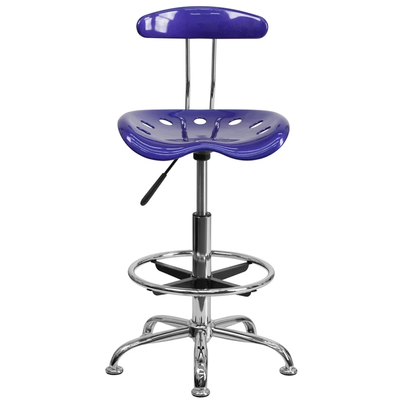 Vibrant Deep Blue And Chrome Drafting Stool With Tractor Seat - By Flash Furniture - Madison Seating 6 Vibrant Deep Blue And Chrome Drafting Stool With Tractor Seat - By Flash Furniture - Madison Seating - Image 4