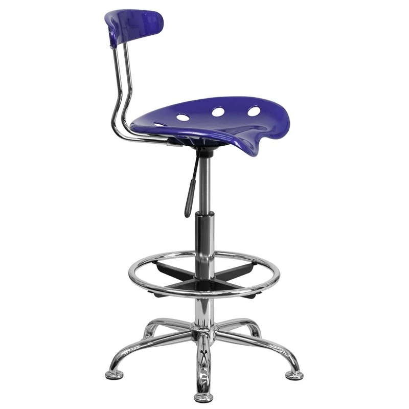 Vibrant Deep Blue And Chrome Drafting Stool With Tractor Seat - By Flash Furniture - Madison Seating 8 Vibrant Deep Blue And Chrome Drafting Stool With Tractor Seat - By Flash Furniture - Madison Seating - Image 6