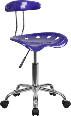 Vibrant Deep Blue And Chrome Swivel Task Chair With Tractor Seat - By Flash Furniture - Madison Seating