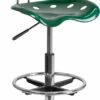 Vibrant Green And Chrome Drafting Stool With Tractor Seat - By Flash Furniture - Madison Seating