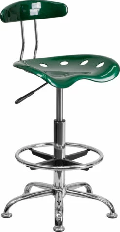 Vibrant Green And Chrome Drafting Stool With Tractor Seat - By Flash Furniture - Madison Seating