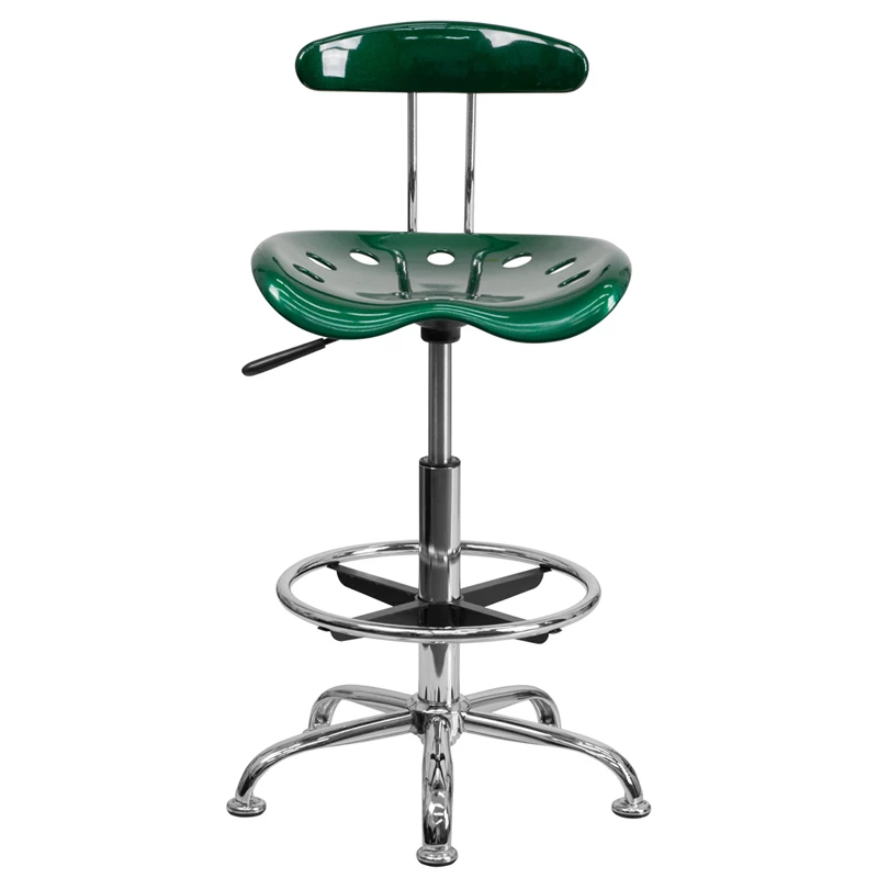 Vibrant Green And Chrome Drafting Stool With Tractor Seat - By Flash Furniture - Madison Seating 9 Vibrant Green And Chrome Drafting Stool With Tractor Seat - By Flash Furniture - Madison Seating - Image 7