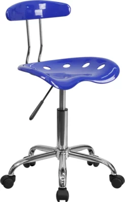Vibrant Nautical Blue And Chrome Swivel Task Chair With Tractor Seat - By Flash Furniture - Madison Seating
