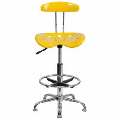 Vibrant Orange-Yellow And Chrome Drafting Stool With Tractor Seat - By Flash Furniture - Madison Seating -furniture Shop Vibrant Orange Yellow and Chrome Drafting Stool with Tractor Seat by Flash Furniture 3
