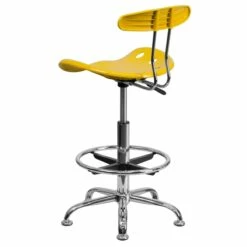 Vibrant Orange-Yellow And Chrome Drafting Stool With Tractor Seat - By Flash Furniture - Madison Seating -furniture Shop Vibrant Orange Yellow and Chrome Drafting Stool with Tractor Seat by Flash Furniture 4