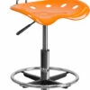 Vibrant Orange And Chrome Drafting Stool With Tractor Seat - By Flash Furniture - Madison Seating -furniture Shop Vibrant Orange and Chrome Drafting Stool with Tractor Seat by Flash Furniture