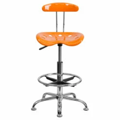Vibrant Orange And Chrome Drafting Stool With Tractor Seat - By Flash Furniture - Madison Seating -furniture Shop Vibrant Orange and Chrome Drafting Stool with Tractor Seat by Flash Furniture 3