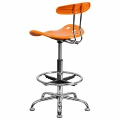 Vibrant Orange And Chrome Drafting Stool With Tractor Seat - By Flash Furniture - Madison Seating -furniture Shop Vibrant Orange and Chrome Drafting Stool with Tractor Seat by Flash Furniture 4