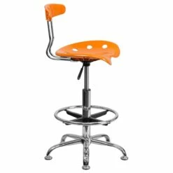 Vibrant Orange And Chrome Drafting Stool With Tractor Seat - By Flash Furniture - Madison Seating -furniture Shop Vibrant Orange and Chrome Drafting Stool with Tractor Seat by Flash Furniture 5
