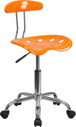 Vibrant Orange And Chrome Swivel Task Chair With Tractor Seat - By Flash Furniture - Madison Seating
