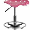 Vibrant Pink And Chrome Drafting Stool With Tractor Seat - By Flash Furniture - Madison Seating