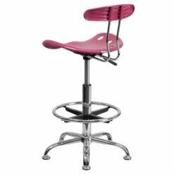 Vibrant Pink And Chrome Drafting Stool With Tractor Seat - By Flash Furniture - Madison Seating -furniture Shop Vibrant Pink and Chrome Drafting Stool with Tractor Seat by Flash Furniture 2