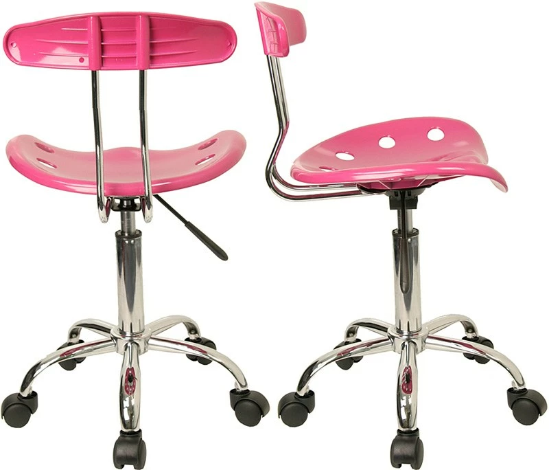 Vibrant Pink And Chrome Swivel Task Chair With Tractor Seat - By Flash Furniture - Madison Seating 4 Vibrant Pink And Chrome Swivel Task Chair With Tractor Seat - By Flash Furniture - Madison Seating - Image 2