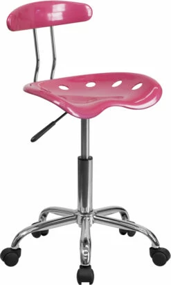 Vibrant Pink And Chrome Swivel Task Chair With Tractor Seat - By Flash Furniture - Madison Seating