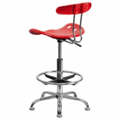 Vibrant Red And Chrome Drafting Stool With Tractor Seat - By Flash Furniture - Madison Seating -furniture Shop Vibrant Red and Chrome Drafting Stool with Tractor Seat by Flash Furniture 2