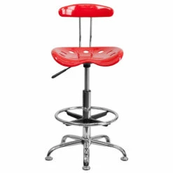 Vibrant Red And Chrome Drafting Stool With Tractor Seat - By Flash Furniture - Madison Seating -furniture Shop Vibrant Red and Chrome Drafting Stool with Tractor Seat by Flash Furniture 3