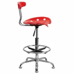 Vibrant Red And Chrome Drafting Stool With Tractor Seat - By Flash Furniture - Madison Seating -furniture Shop Vibrant Red and Chrome Drafting Stool with Tractor Seat by Flash Furniture 5