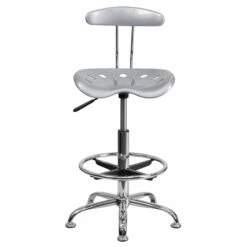 Vibrant Silver And Chrome Drafting Stool With Tractor Seat - By Flash Furniture - Madison Seating -furniture Shop Vibrant Silver and Chrome Drafting Stool with Tractor Seat by Flash Furniture 3