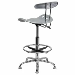 Vibrant Silver And Chrome Drafting Stool With Tractor Seat - By Flash Furniture - Madison Seating -furniture Shop Vibrant Silver and Chrome Drafting Stool with Tractor Seat by Flash Furniture 4