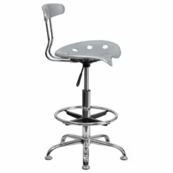 Vibrant Silver And Chrome Drafting Stool With Tractor Seat - By Flash Furniture - Madison Seating -furniture Shop Vibrant Silver and Chrome Drafting Stool with Tractor Seat by Flash Furniture 5
