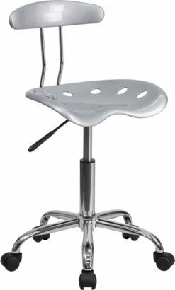 Vibrant Silver And Chrome Swivel Task Chair With Tractor Seat - By Flash Furniture - Madison Seating