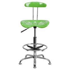 Vibrant Spicy Lime And Chrome Drafting Stool With Tractor Seat - By Flash Furniture - Madison Seating -furniture Shop Vibrant Spicy Lime and Chrome Drafting Stool with Tractor Seat by Flash Furniture 3