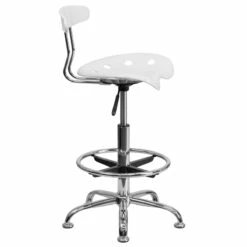 Vibrant White And Chrome Drafting Stool With Tractor Seat - By Flash Furniture - Madison Seating -furniture Shop Vibrant White and Chrome Drafting Stool with Tractor Seat by Flash Furniture 2