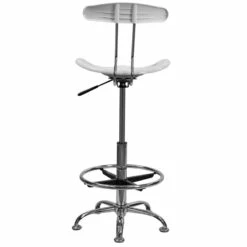 Vibrant White And Chrome Drafting Stool With Tractor Seat - By Flash Furniture - Madison Seating -furniture Shop Vibrant White and Chrome Drafting Stool with Tractor Seat by Flash Furniture 3