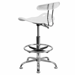 Vibrant White And Chrome Drafting Stool With Tractor Seat - By Flash Furniture - Madison Seating -furniture Shop Vibrant White and Chrome Drafting Stool with Tractor Seat by Flash Furniture 4