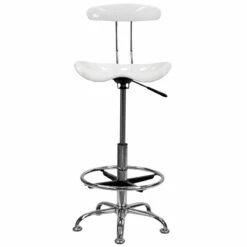 Vibrant White And Chrome Drafting Stool With Tractor Seat - By Flash Furniture - Madison Seating -furniture Shop Vibrant White and Chrome Drafting Stool with Tractor Seat by Flash Furniture 5
