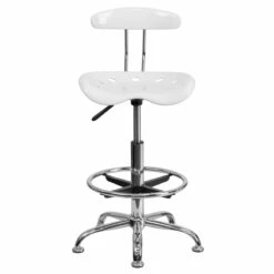 Vibrant White And Chrome Drafting Stool With Tractor Seat - By Flash Furniture - Madison Seating -furniture Shop Vibrant White and Chrome Drafting Stool with Tractor Seat by Flash Furniture 6