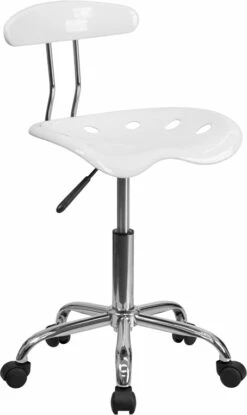 Vibrant White And Chrome Swivel Task Chair With Tractor Seat - By Flash Furniture - Madison Seating
