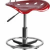 Vibrant Wine Red And Chrome Drafting Stool With Tractor Seat - By Flash Furniture - Madison Seating