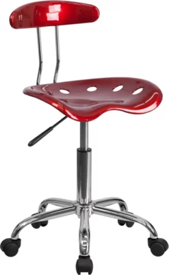 Vibrant Wine Red And Chrome Swivel Task Chair With Tractor Seat - By Flash Furniture - Madison Seating