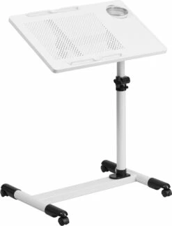 White Adjustable Height Steel Mobile Computer Desk - By Flash Furniture - Madison Seating