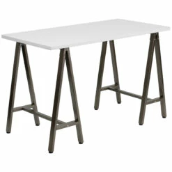 White Computer Desk With Brown Frame - By Flash Furniture - Madison Seating