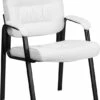 White Leather Executive Side Reception Chair With Black Frame Finish - By Flash Furniture - Madison Seating -furniture Shop White Leather Executive Side Reception Chair with Black Frame Finish by Flash Furniture