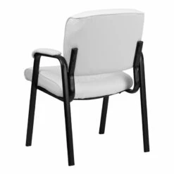 White Leather Executive Side Reception Chair With Black Frame Finish - By Flash Furniture - Madison Seating -furniture Shop White Leather Executive Side Reception Chair with Black Frame Finish by Flash Furniture 2