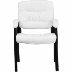 White Leather Executive Side Reception Chair With Black Frame Finish - By Flash Furniture - Madison Seating -furniture Shop White Leather Executive Side Reception Chair with Black Frame Finish by Flash Furniture 3