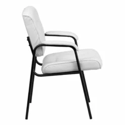 White Leather Executive Side Reception Chair With Black Frame Finish - By Flash Furniture - Madison Seating -furniture Shop White Leather Executive Side Reception Chair with Black Frame Finish by Flash Furniture 4